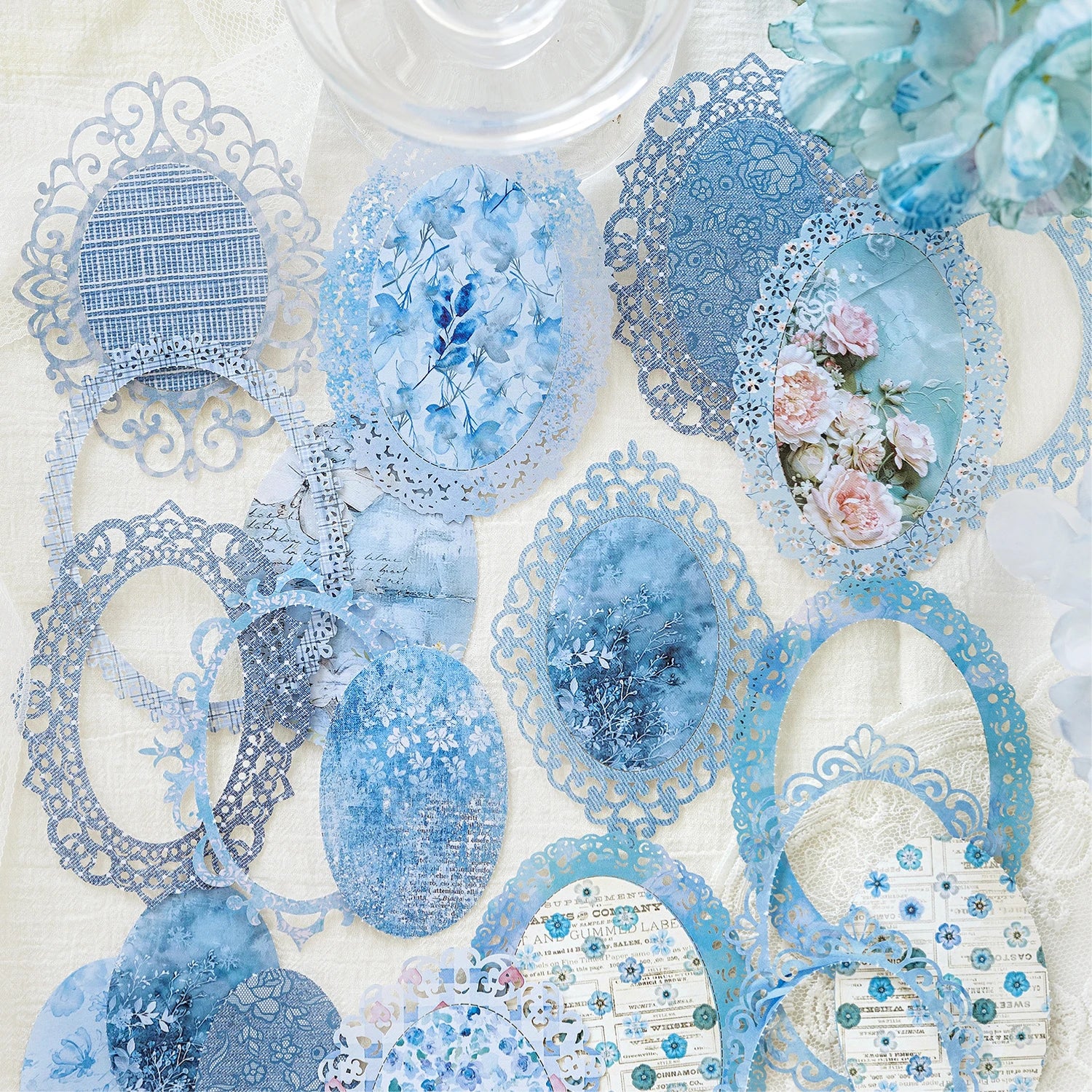 10 pcs Large size Hollow lace material paper DIY Scrapbooking Diary Album Creativity handmade Decorative Junk Journal Supplies Qme