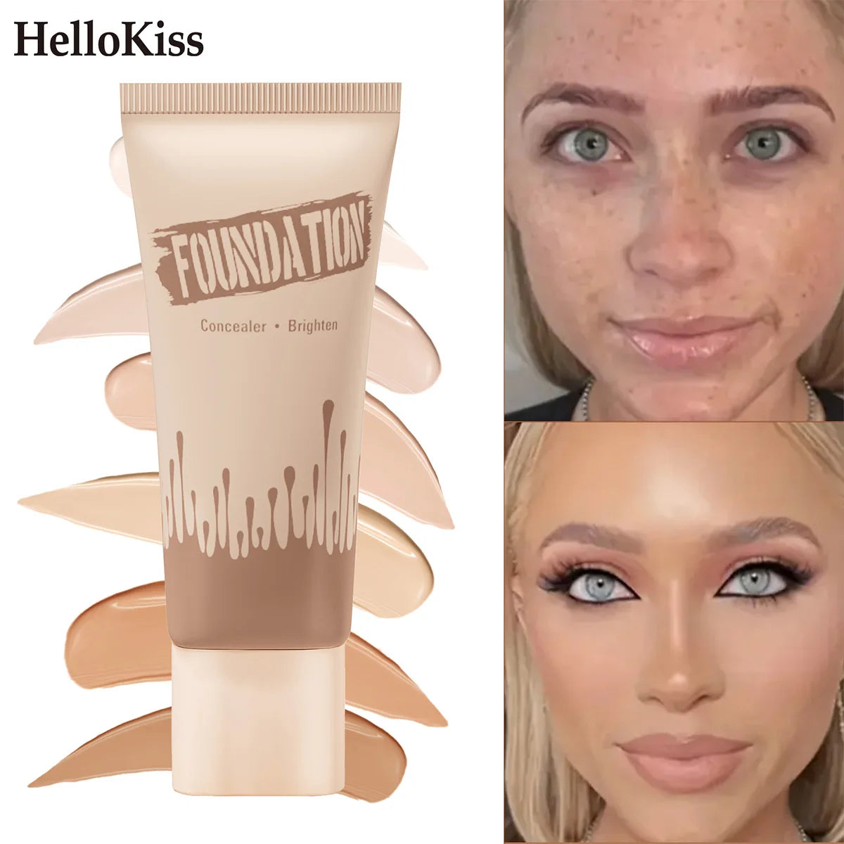 Full Coverage Foundation, Matte Finish Oil-control Liquid Foundation, Covering Blemishes And Dark Spot, Concealer Cream Qme