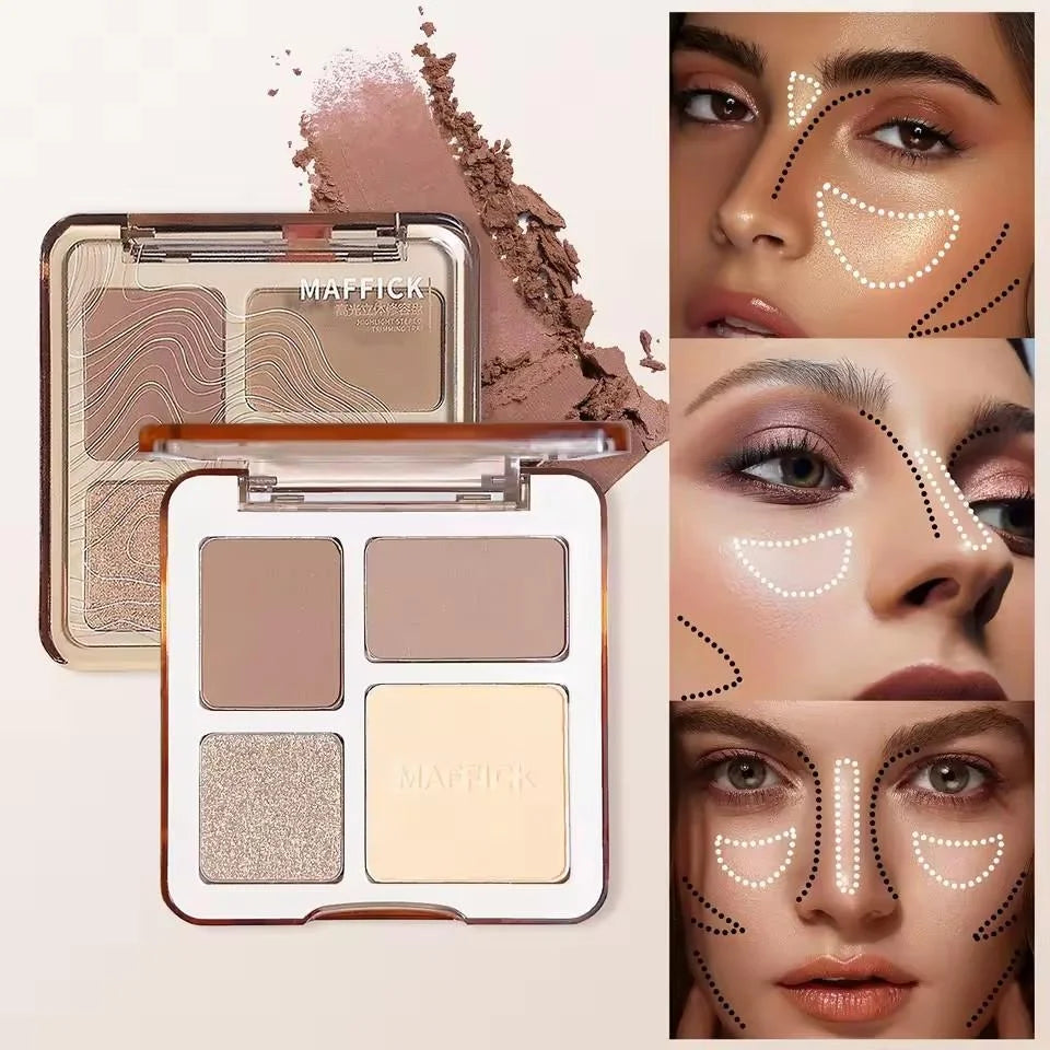 Natural Stereoscopic Face Powder Palette Matte Bronzer Contour Qme