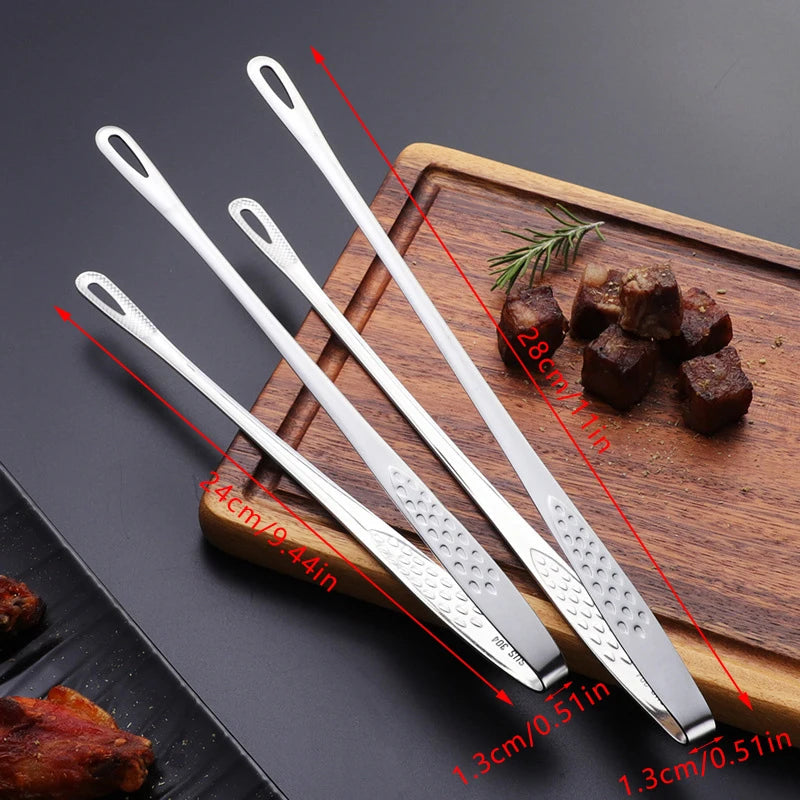 2Pcs Kitchen Tongs Barbecue Grill Tongs Stainless Steel Cooking Tweezers Food Meat Tongs Clip BBQ Tools Kitchen Gadgets. Qme