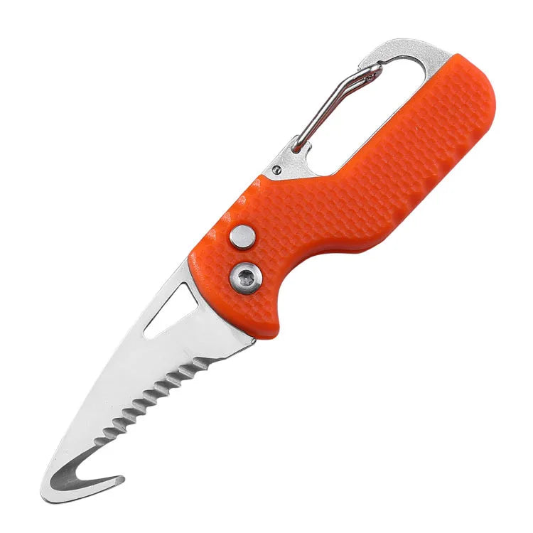 Portable Folding Knife Express Parcel Stainless Serrated Hook Cutter Qme Orange
