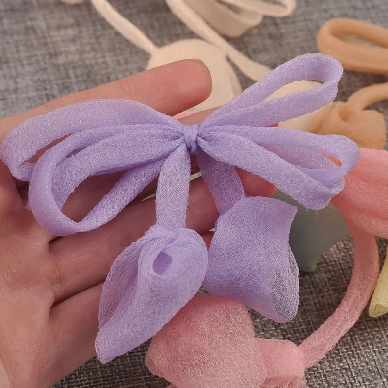 6pcs 92x100mm Assorted Color Polyester Fibre Bowknot Appliques, Sheer Organza Bows for DIY Hair Accessories Crafts cp3848 Qme