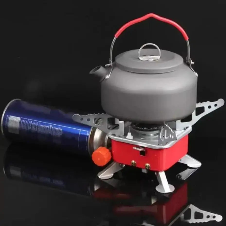 BBQ Gas Furnace Cooking Stove Portable Outdoor Camping Combustor Cooker Cookware Travel Picnic Stainless Steel Foldable Square Qme