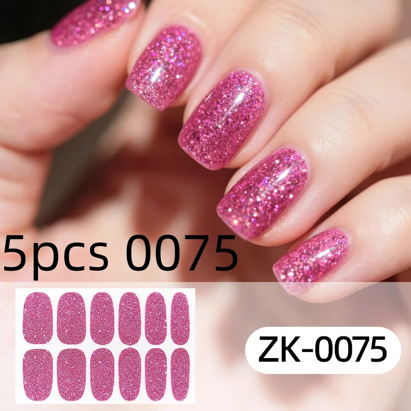 Nail Full Wrap Stickers Glitter Self Adhesive Gel Sticker Women Home