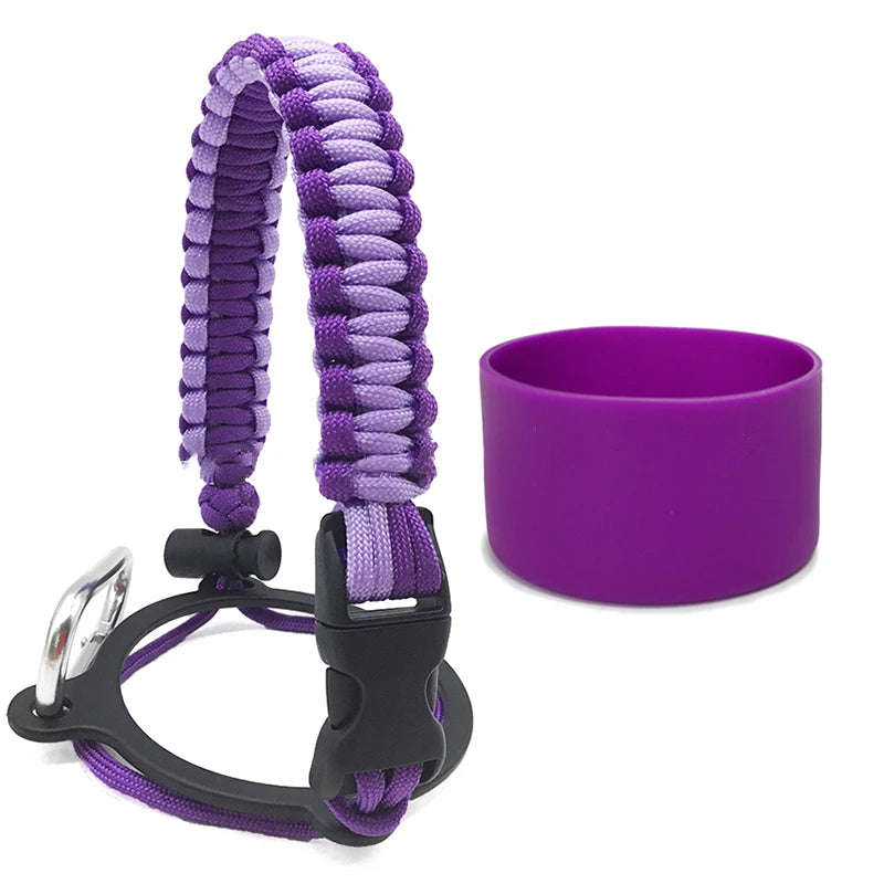 Silicone Non-slip Base Cover Paracord Hand-woven Water Cup Carrying Qme A15