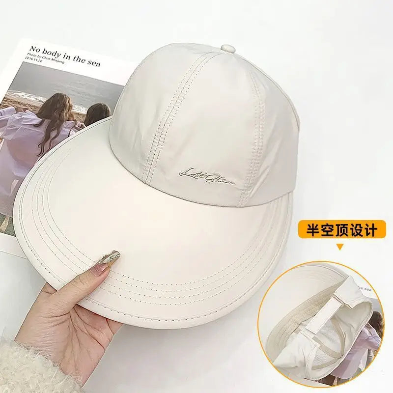 Ventilated Sun Hat Women Open Baseball Cap Extended Brimsecure Fit Qme Ivory