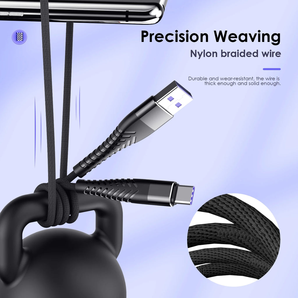 7A 100W 0.25/1/2/3M USB Data Charger Cable USB Type C Fast Charging Data Cable Cord For Huawei Xiaomi Samsung iPhone Phone Wire Qme