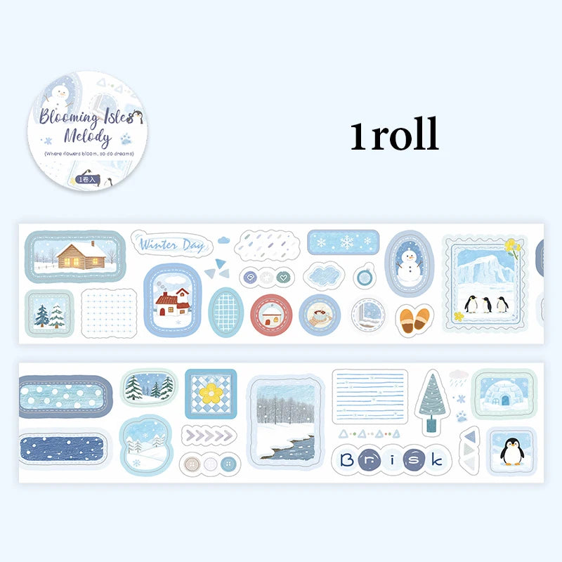 Fresh & Healing Washi Tape, High-Value Stationery & Unique Gift, Ideal for Journal Borders & Background Decor Qme E