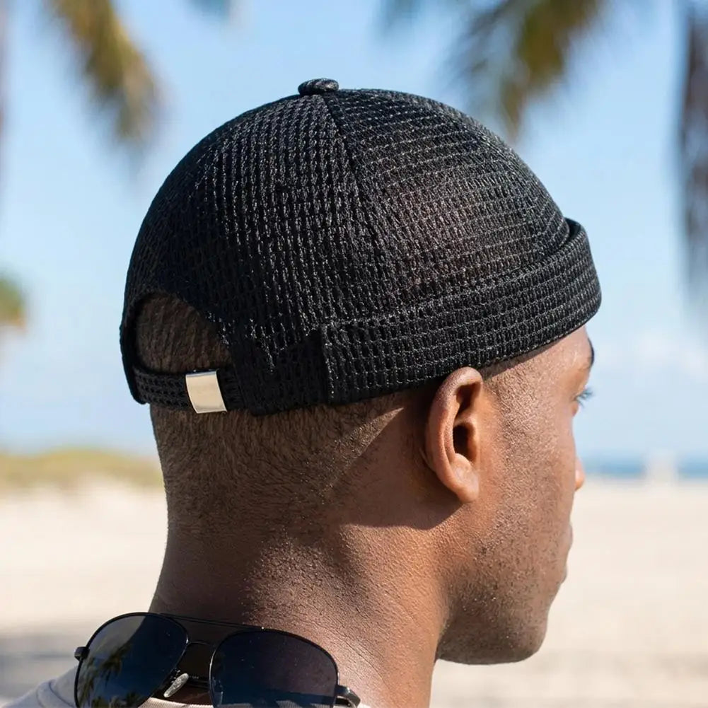 Mens Mesh Brimless Cap Outdoor Sport Summer Docker Beanie Hat Flip Qme