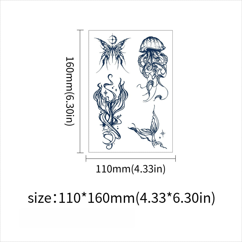 A 4/6pcs Disposable Small Tattoo Stickers for Women Men Flowers Moon Heart Temporary Tattoos for Hand Chest Wrists Body Art Qme