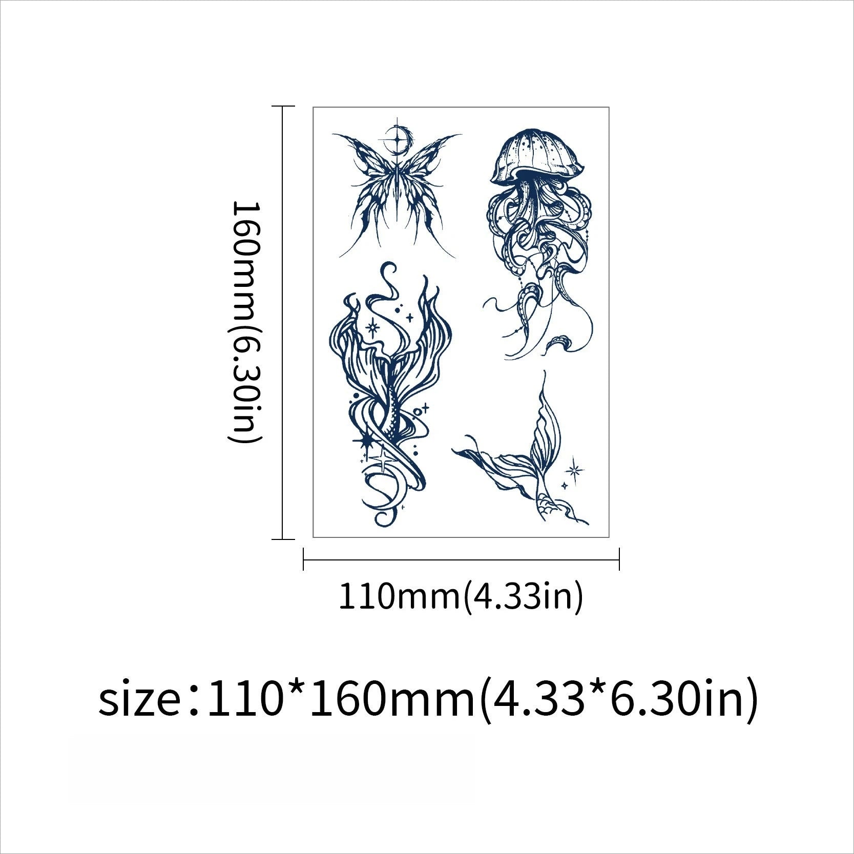 A 4/6pcs Disposable Small Tattoo Stickers for Women Men Flowers Moon Heart Temporary Tattoos for Hand Chest Wrists Body Art Qme