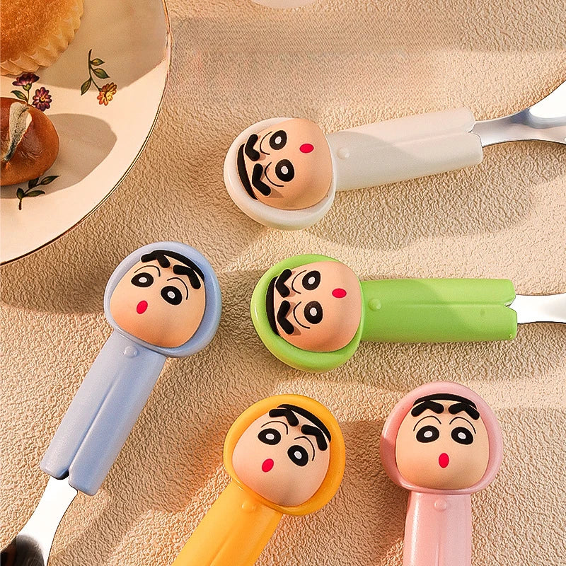 Crayon Shin-chan 304 Stainless Steel Raincoat-Shaped Spoon Cartoon-Themed Eating Spoon Baby Food Spoon Qme