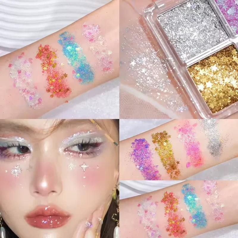 Mini 4 Eyeshadow Palette Pearl Glitter Elf Realm Pink Shimmer Sequin Qme