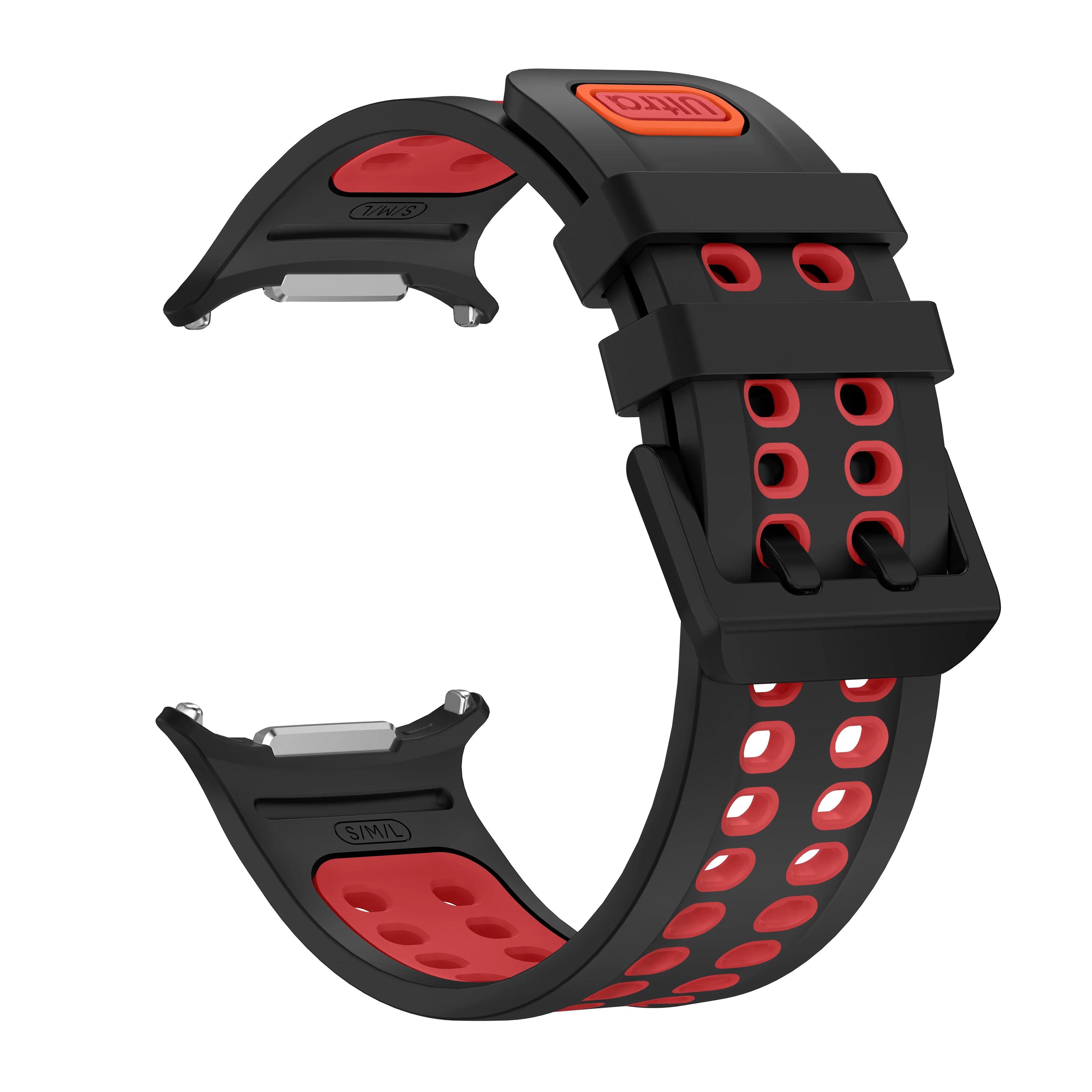 Silicone Band for Samsung Galaxy Ultra/Ultra 2 47mm Sport Breathable WristStrap for Galaxy Watch Ultra2026 Watchband Accessories Qme Black Red-B Galaxy watch Ultra