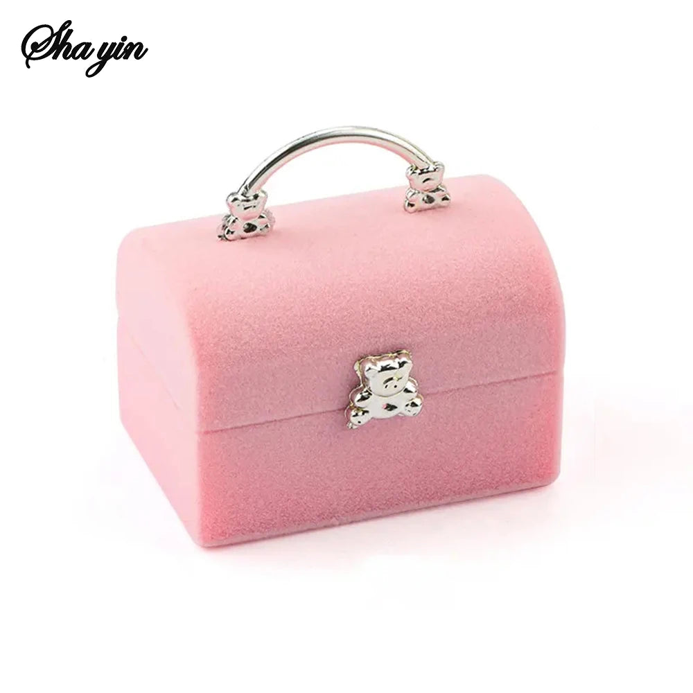 1 Piece Small Jewelry Box Velvet wedding Ring box Necklace Display Box Cute Bear Gift box Container Case for Jewelry Packaging Qme
