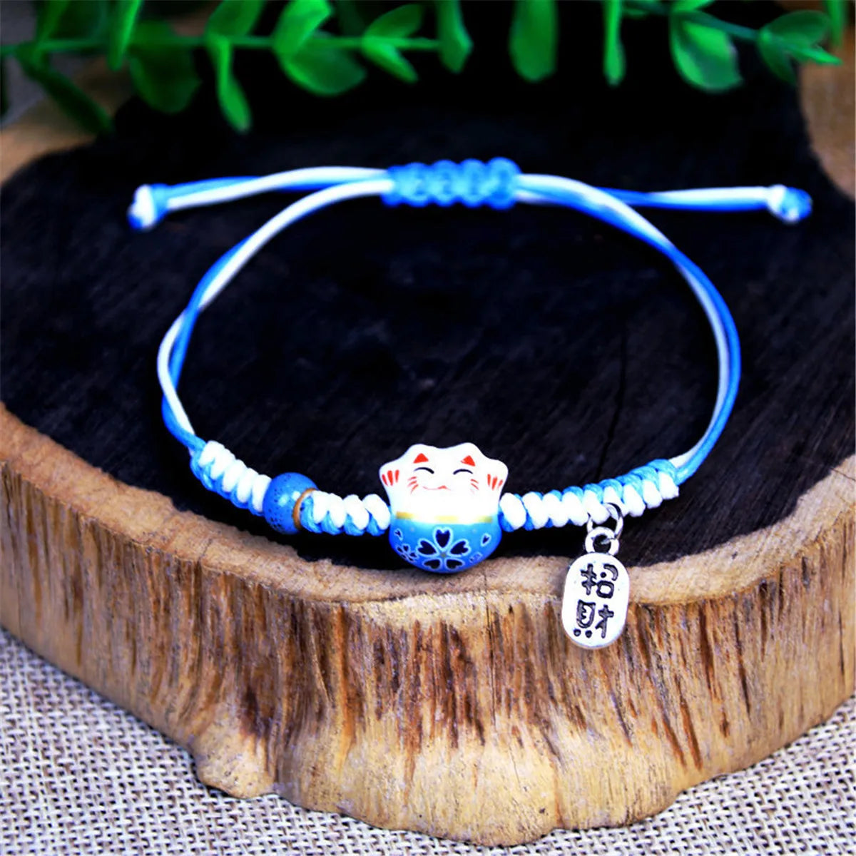 2023 Charm Versatile Lovely Cat Ceramic Woven Bracelet Couple Cute Japan Lucky Kawaii Pendant Rope Chain Jewelry Gift Wholesale Qme Style 3