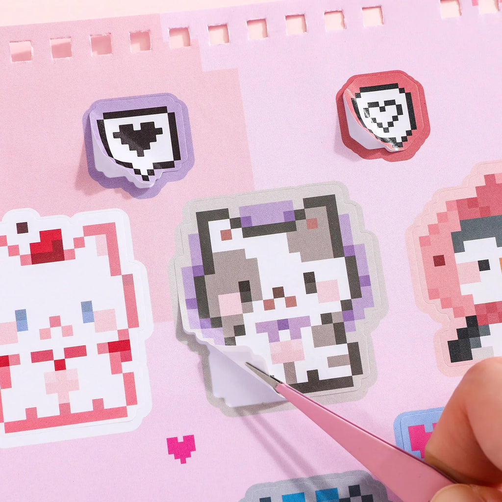 36 Sheets Pixel Bead Sticker Book, Gaming Console Theme DIY Art Craft for Scrapbooking, Guitar, Phone Case, Notebook Decoration Qme