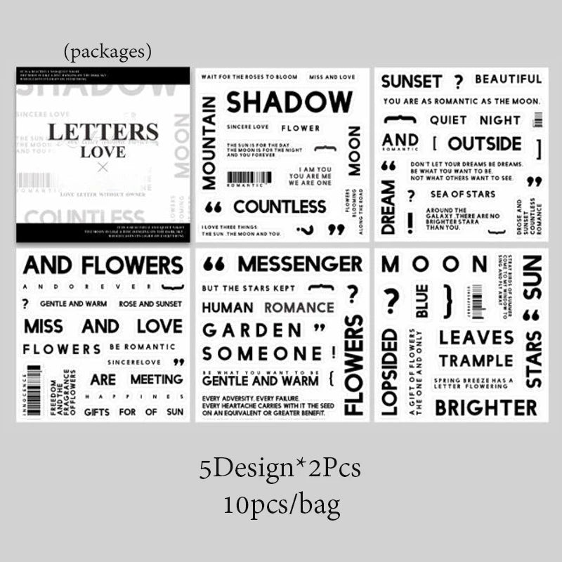 Sticker Book 10pcs/bag Art Alphabet Sticker Book Minimalist Fashion Style Stickers DIY & Scrapbook Diary Decorative Sticker Book Qme 3