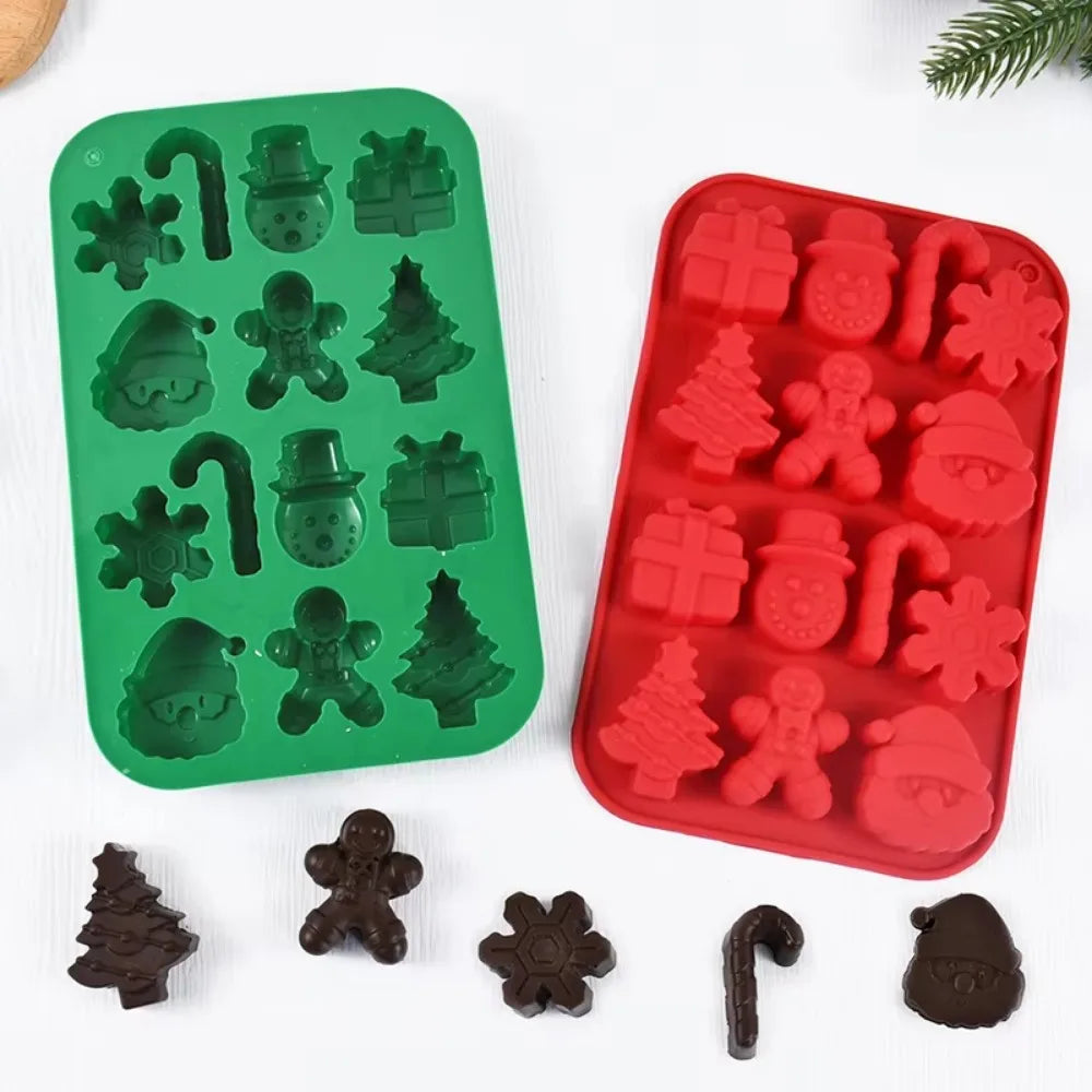 Silicone Christmas Chocolate Molds Snowflake Xmas Tree Gingerbread Qme