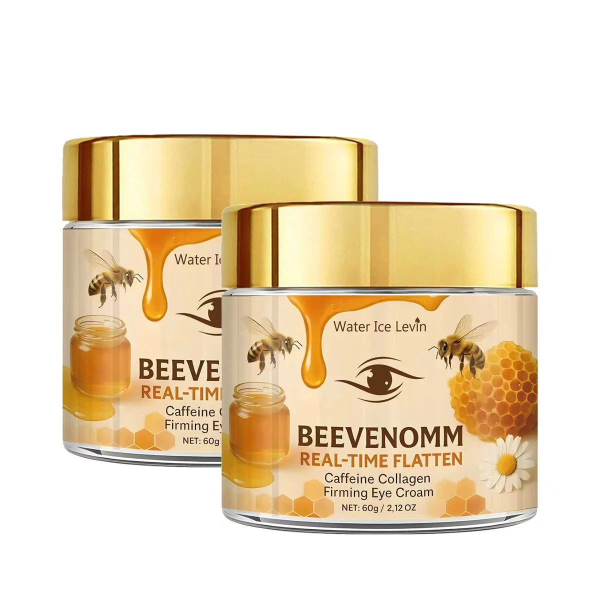 Bee Venom & Caffeine Firming Eye Cream - Collagen & Hyaluronic Acid Formula to Reduce Dark Circles, Wrinkles & Revitalize Skin. Qme Gold 60g