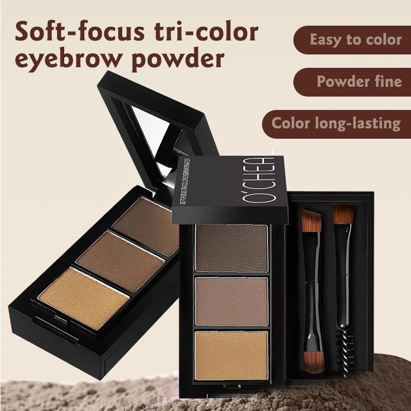 Three Eyebrow Powder Long-lasting Fixing Waterproof Easy Apply Qme