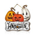 Halloween Wooden Wall Hanging Sign - "Happy Halloween" Orange, Yellow, White Jack Pumpkin Decoration, Halloween Decoration Qme YX0346