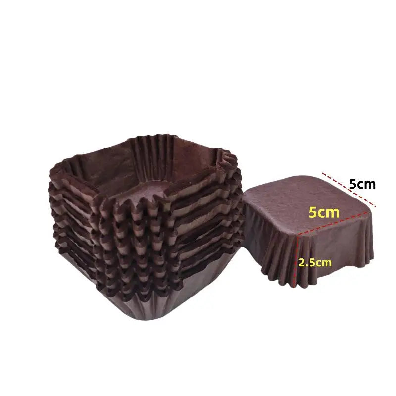 100/250Pcs Paper Holder Square Paper Liner Medium Size 45/50/55/62mm Paper Tray Oil Proof Cup Qme 250pcs 55mm Coffee