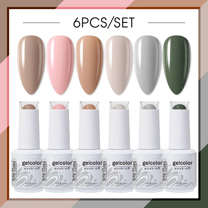 Arte Clavo Glitter Semi Permanent Nail Art LED UV Gel Polish Sparkly Qme AC-ZBZH30-6B