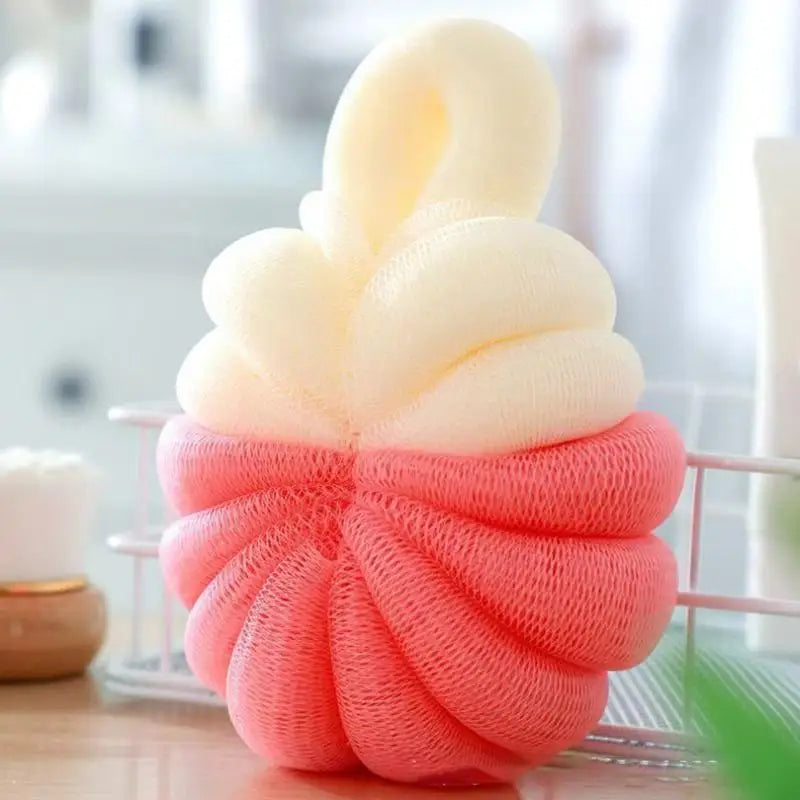 Pumpkin-Shaped Bath Ball - Two-Tone, Soft & Foaming Bath Sponge for Gentle Cleansing Qme A3