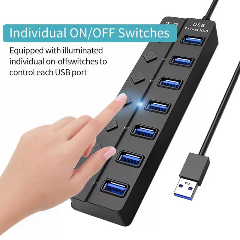 USB3 0 HUB 4in1 7in1 USB Splitter Adapter Multi-port Independent Qme