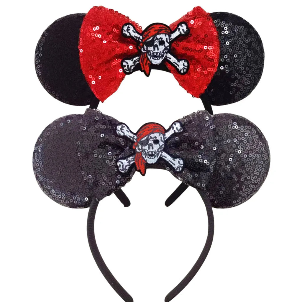 Skull Crossbones Pirate Mickey Mouse Ear Headband Women Adult Cosplay Halloween Hairband Festival Party Cosplay Hair Accessories Qme Headband 10