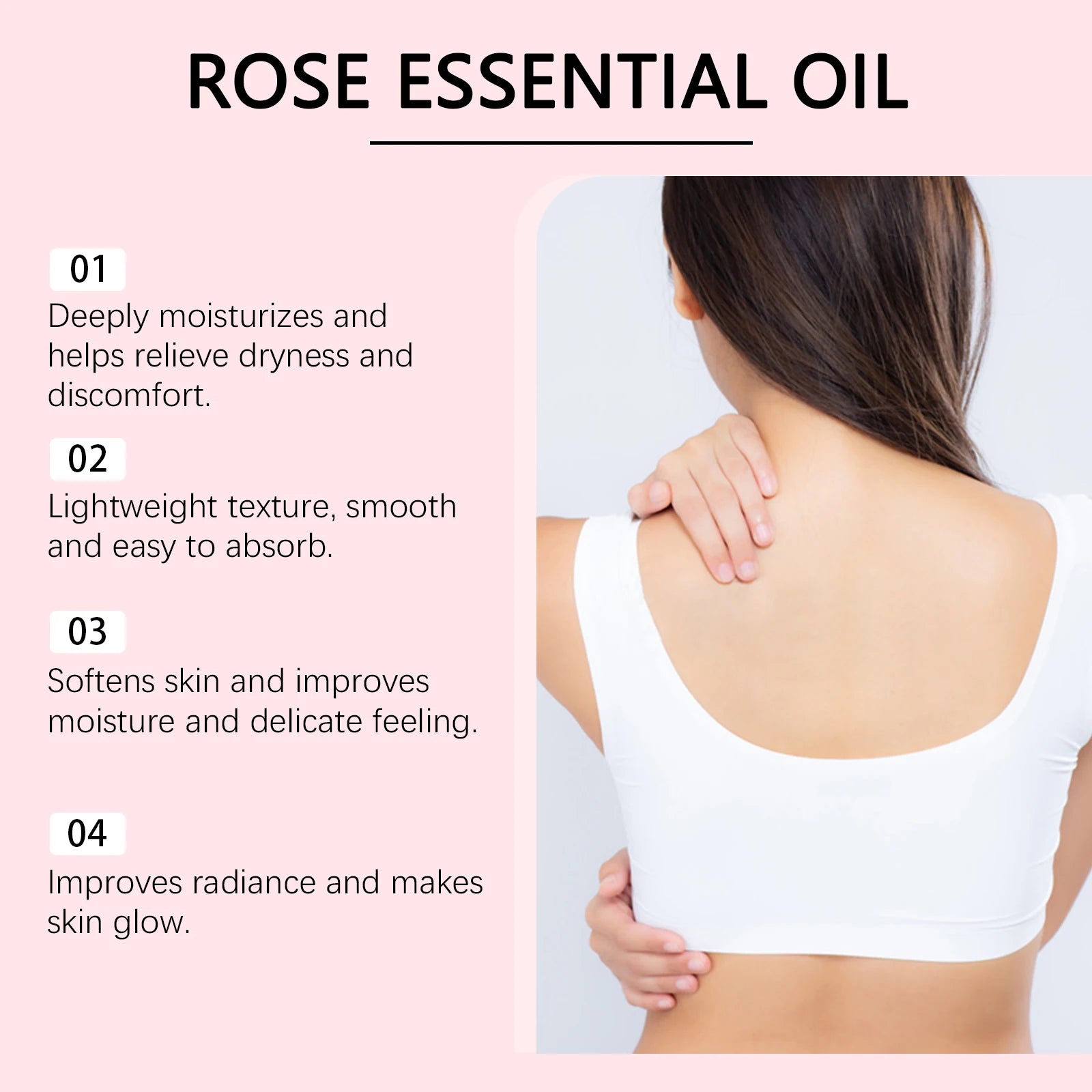 Rose Essential Oil Nourishing Moisturizing Soothing Dryness Skin Soften Delicate Smoothing Massage Essential Oil for Face Body Qme