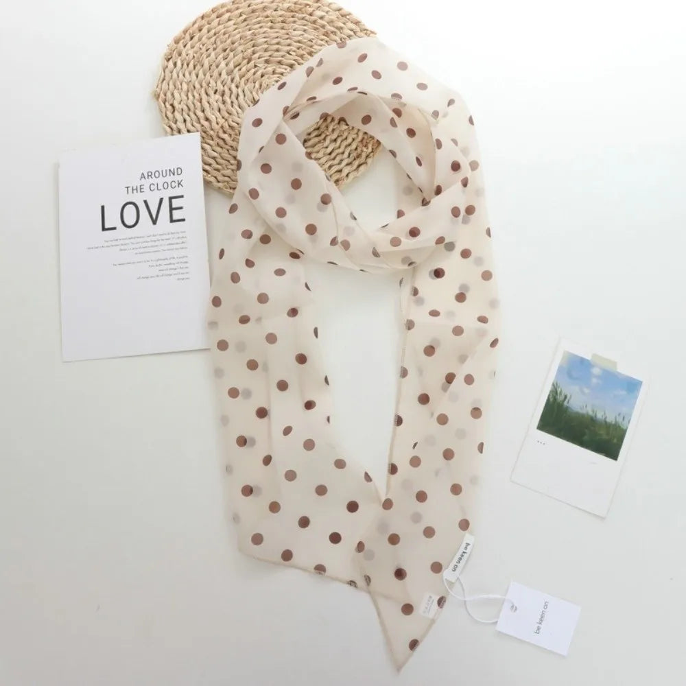 Elegant Polka Dots Long Scarf Versatile Narrow Scarves Fashionable Qme Style D