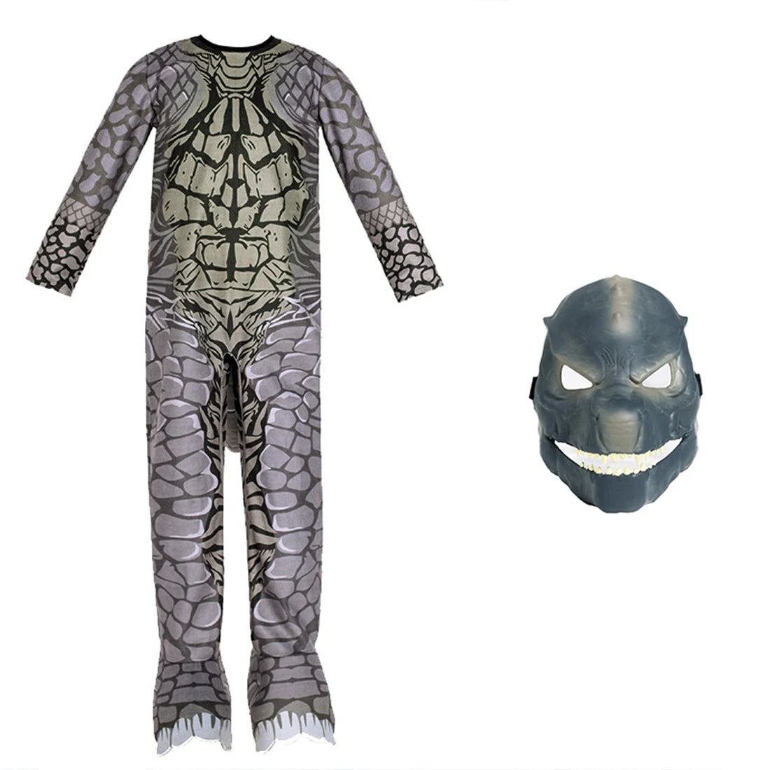 P-Jsmen King of Monster Cosplay Costume Dinosaur Halloween Bodysuit for Kid Boys Girl Child Catsuit Mask Halloween Suit Qme