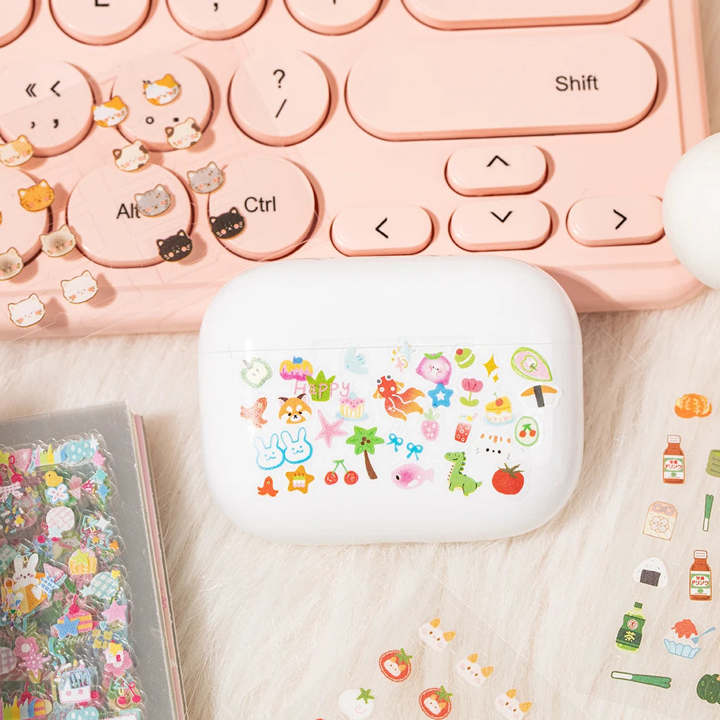 30 Sheets/Book Mini Cute Nail Stickers for DIY Scrapbooking Journal Phone Case Laptop Decoration Nail Art Water Decals Qme