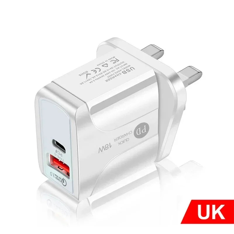 PD12W Charger, 5V2A Mobile Phone Charger, Type - c Adapter, PD + USB Charging Head, EU US UK Charging Head, New Travel Charger Qme