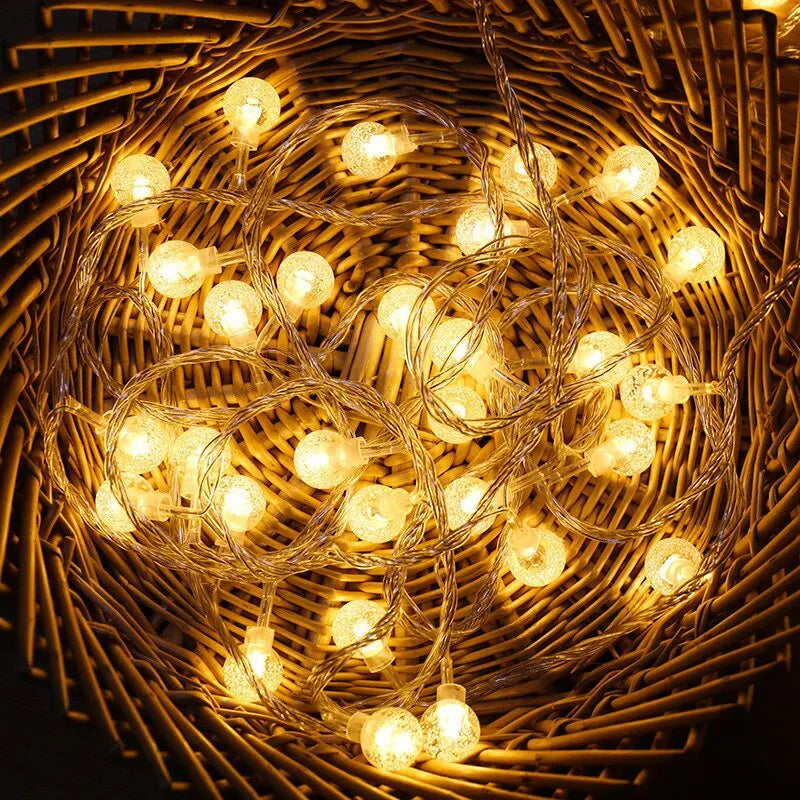 3M LED Light Crystal Ball Outdoor Garden Camping Light String 20 LED Lights Waterproof Garland Light Ramadan Decorations Qme