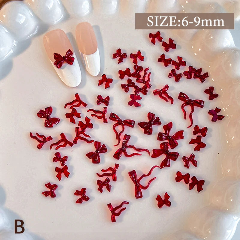 Mix Colorful Cute Bow Ribbon Resin Nail Art Decorations 3D Butterfly Qme B