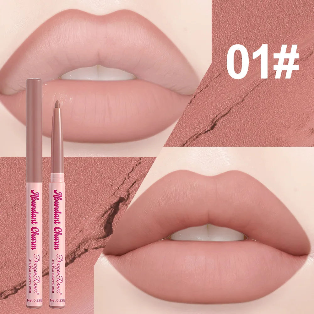 12 Colors Matte Lip Liner Pen Nude Pink Lip Contour Stick Waterproof Long-Lasting Outline Non-Drying Automatic Lipstick Makeup Qme 01