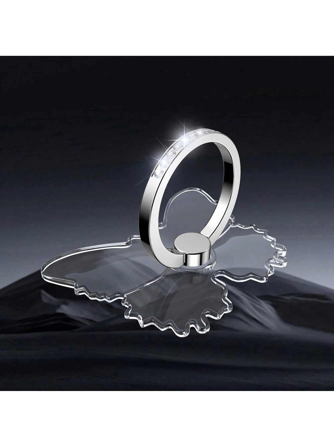 Butterfly Diamond-encrusted Transparent Crystal Decorative Ring Qme