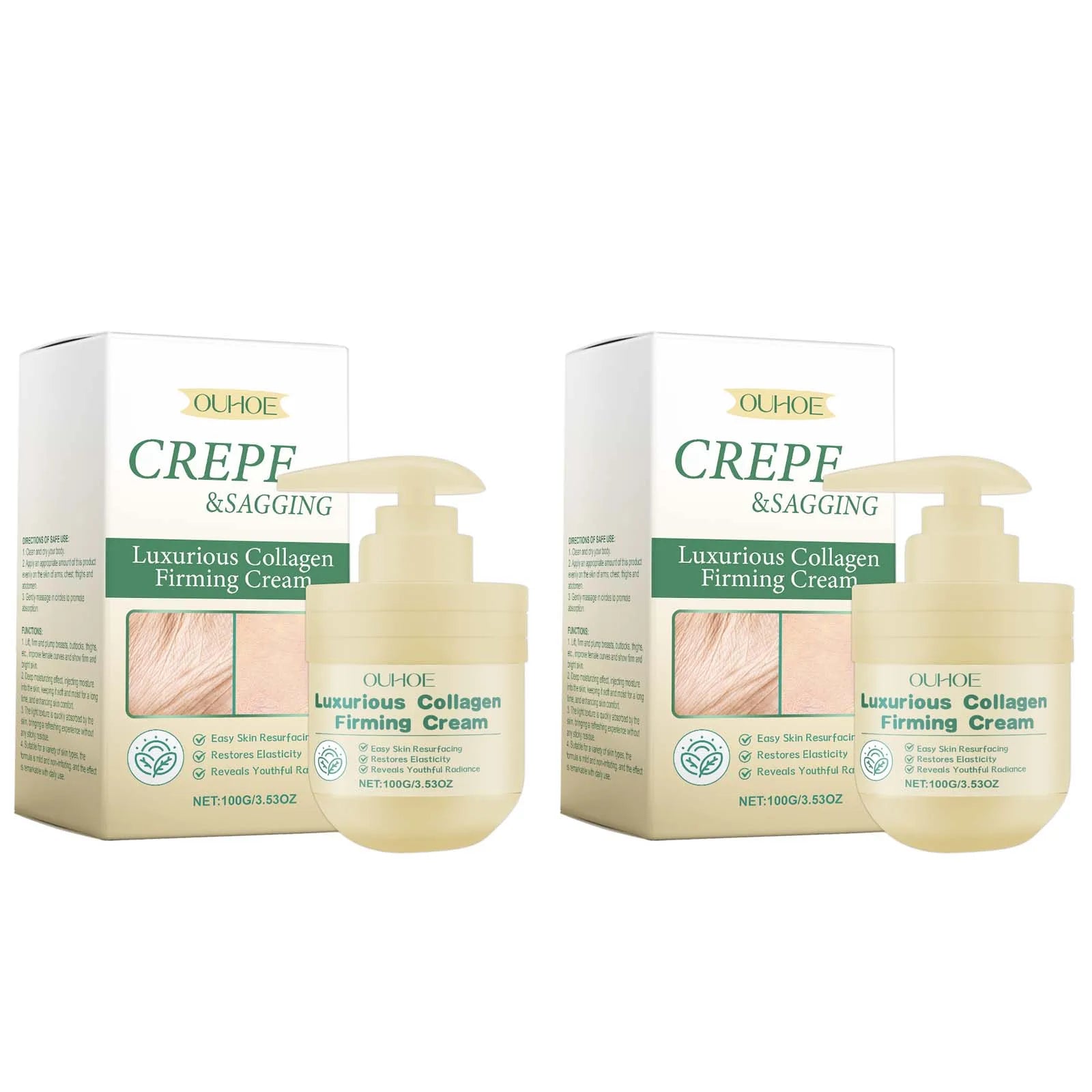 Collagen Firming Body Cream Lifting Firming Smoothing Wrinkle Lighten Dark Spots Even Skin Tone Moisturzing Tighten Body Lotion Qme 2 x 100g Boxed