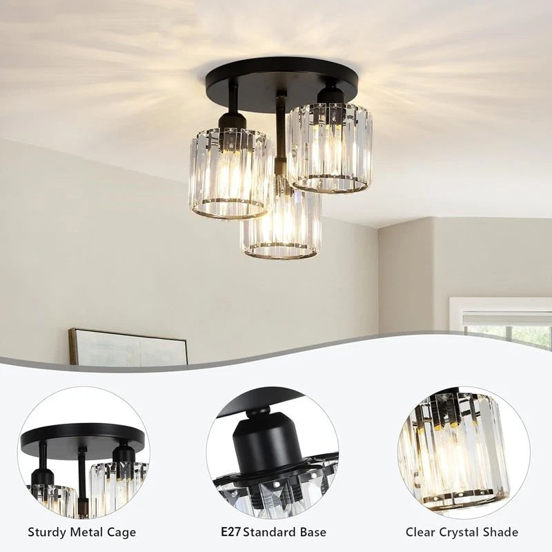 Crystal Ceiling Lamp Modern Lamp Black Kitchen With Transparent Lampshade Corridor Dining Room Entrance Bedroom Lamp Qme