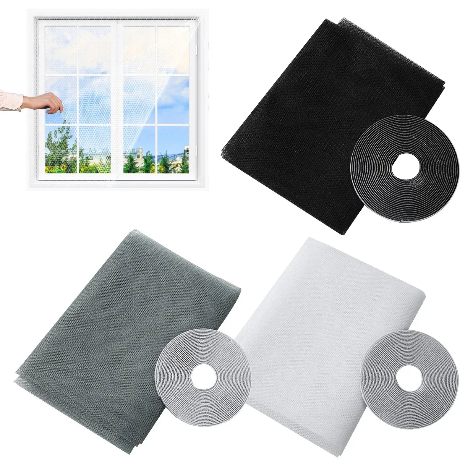 Anti Fly Mosquito Net Window Screen Mesh Adhesive Mosquito Insect Flying Bug Net Curtains for Kitchen Windows Home Protector Qme