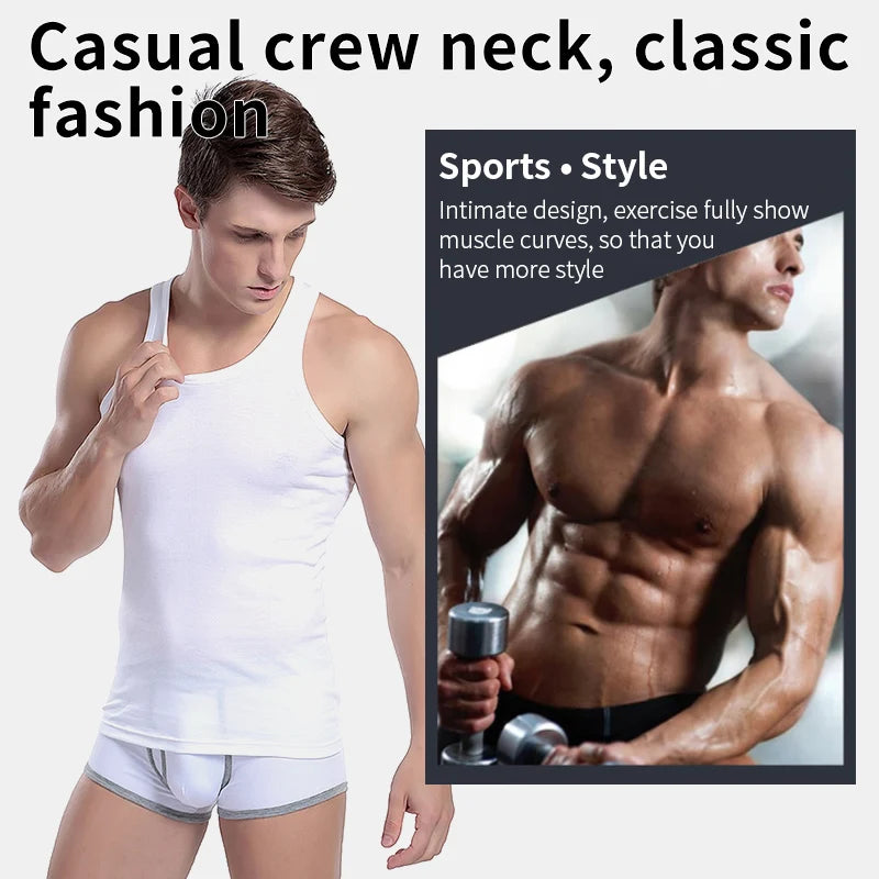 Men's Tight Vest Young Men's Comfortable Leisure Fitness Vest Middle-aged and Old Men's Joker Sleeveless Vest Qme