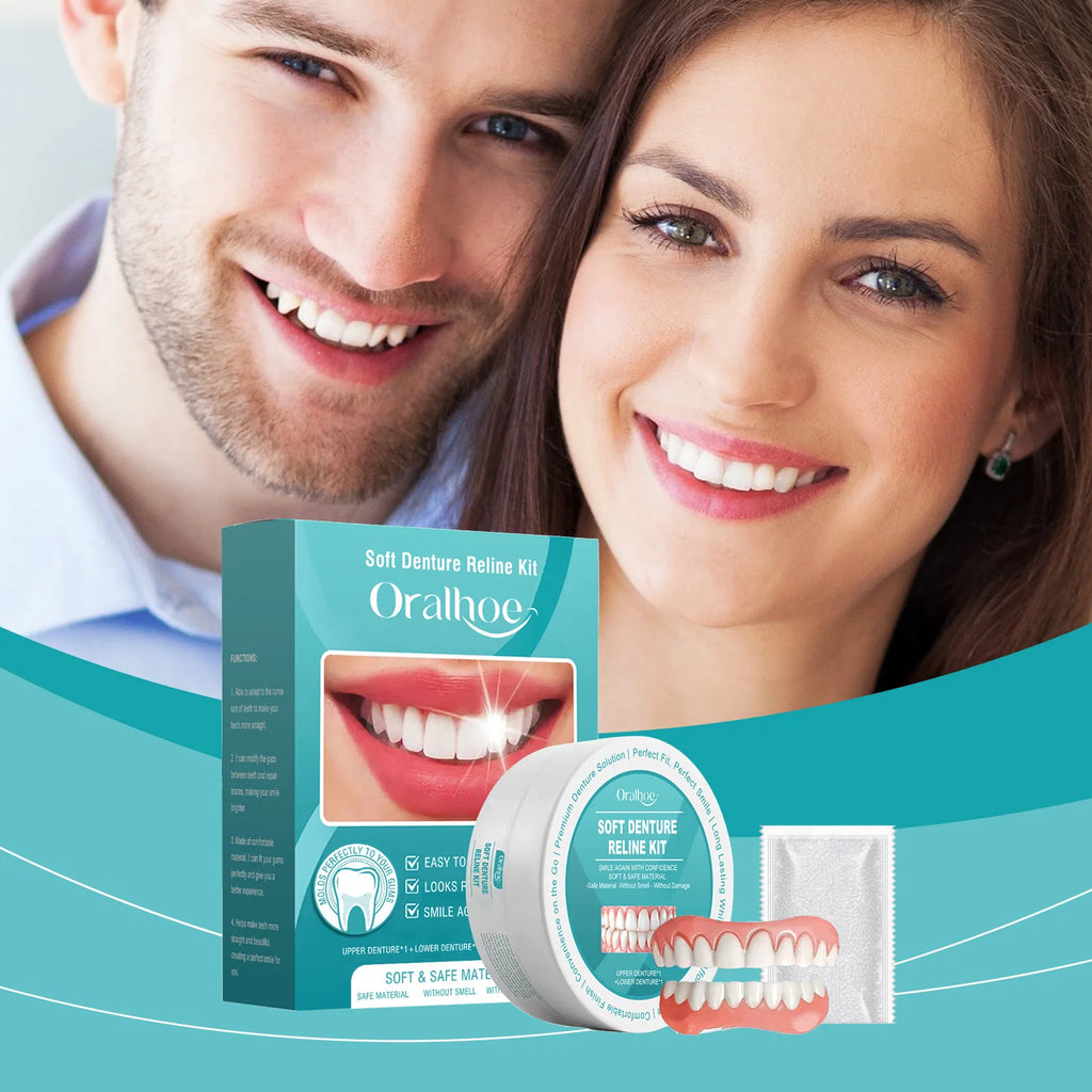 Adjustable Silicone Dentures Temporary Orthodontic Braces Removable Dental Veneers Fit Mouth Perfect Smile False Teeth Full Set Qme