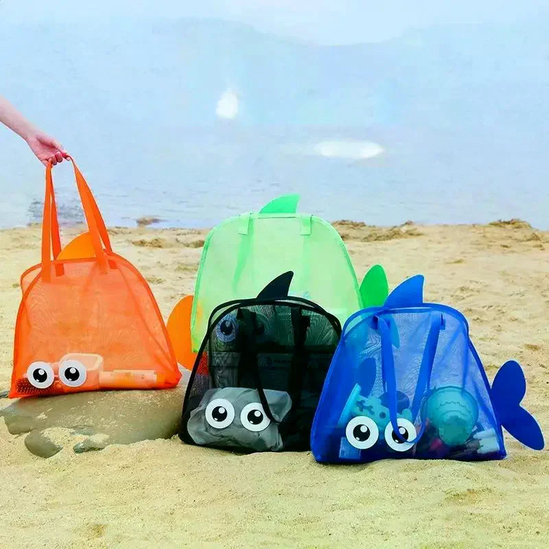 Cute Large Capacity Storage Bag Portable Foldable Mesh Sand Digging Toy Organizer Pouch For Beach Travel Outdoor Sports Qme