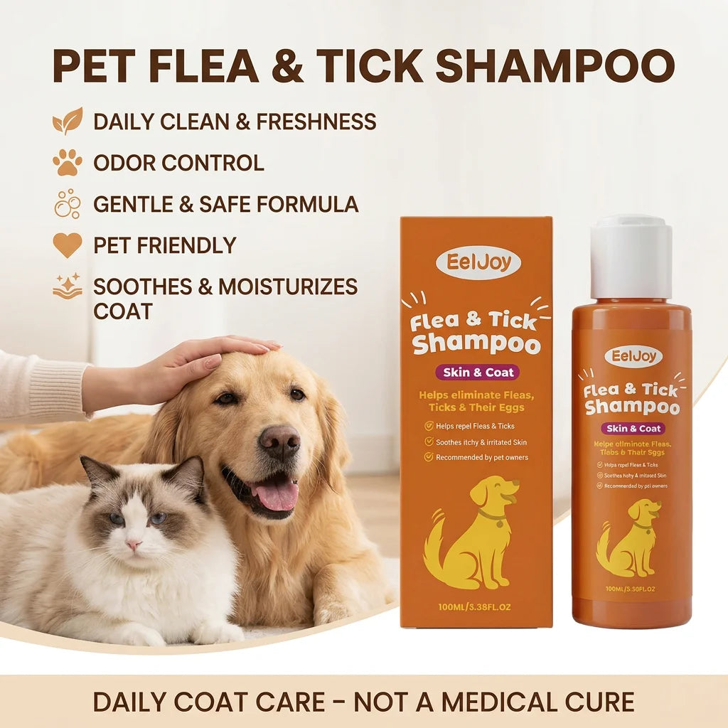 Dog Flea & Tick Shampoo Moisturizing Eliminating Fleas Relieve Itching Soothing Skin Long Lasting Fragrance Pet Grooming Shampoo Qme