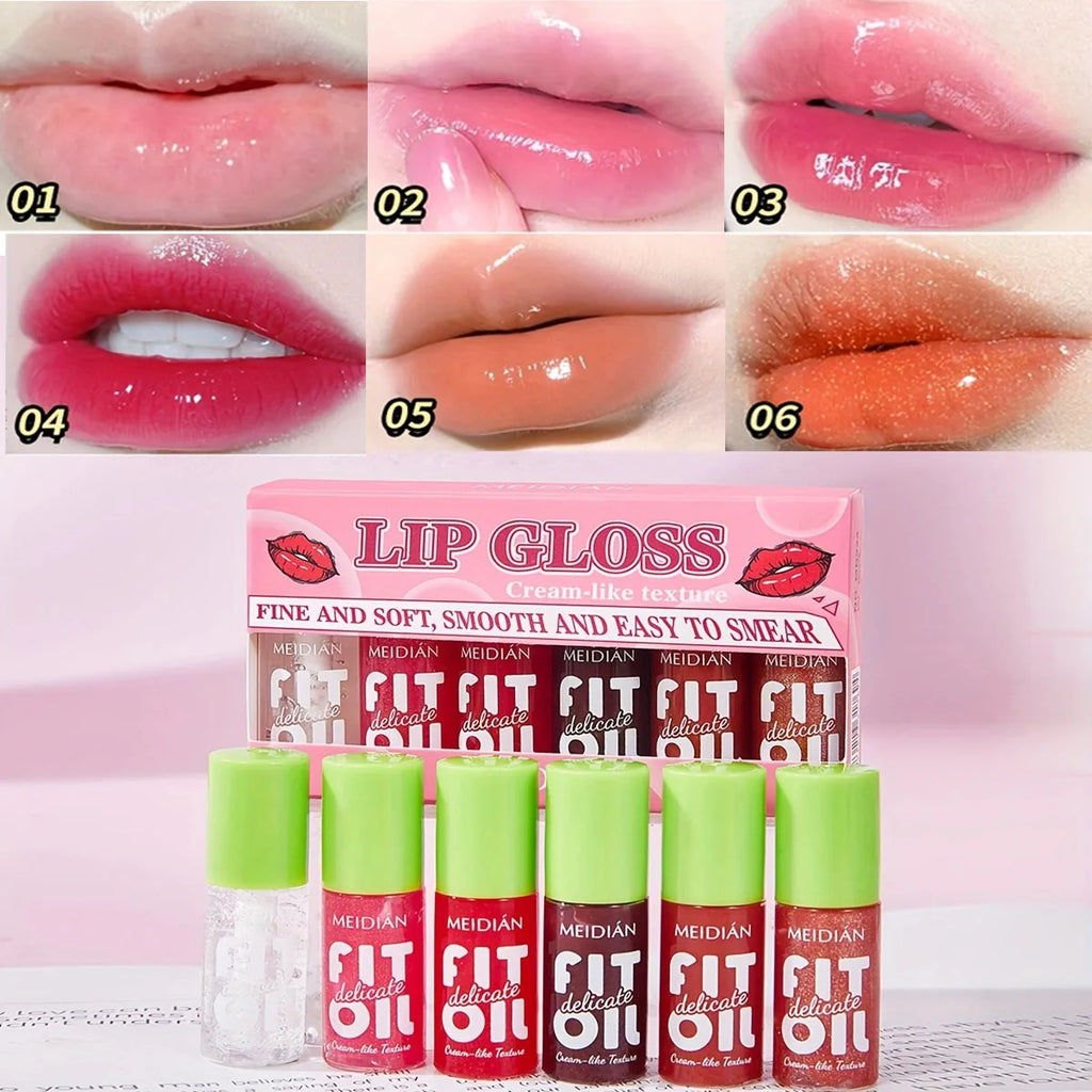 6-Pack Moisturizing Brightening Lip Oil Berry Waterproof Sweat Proof Qme