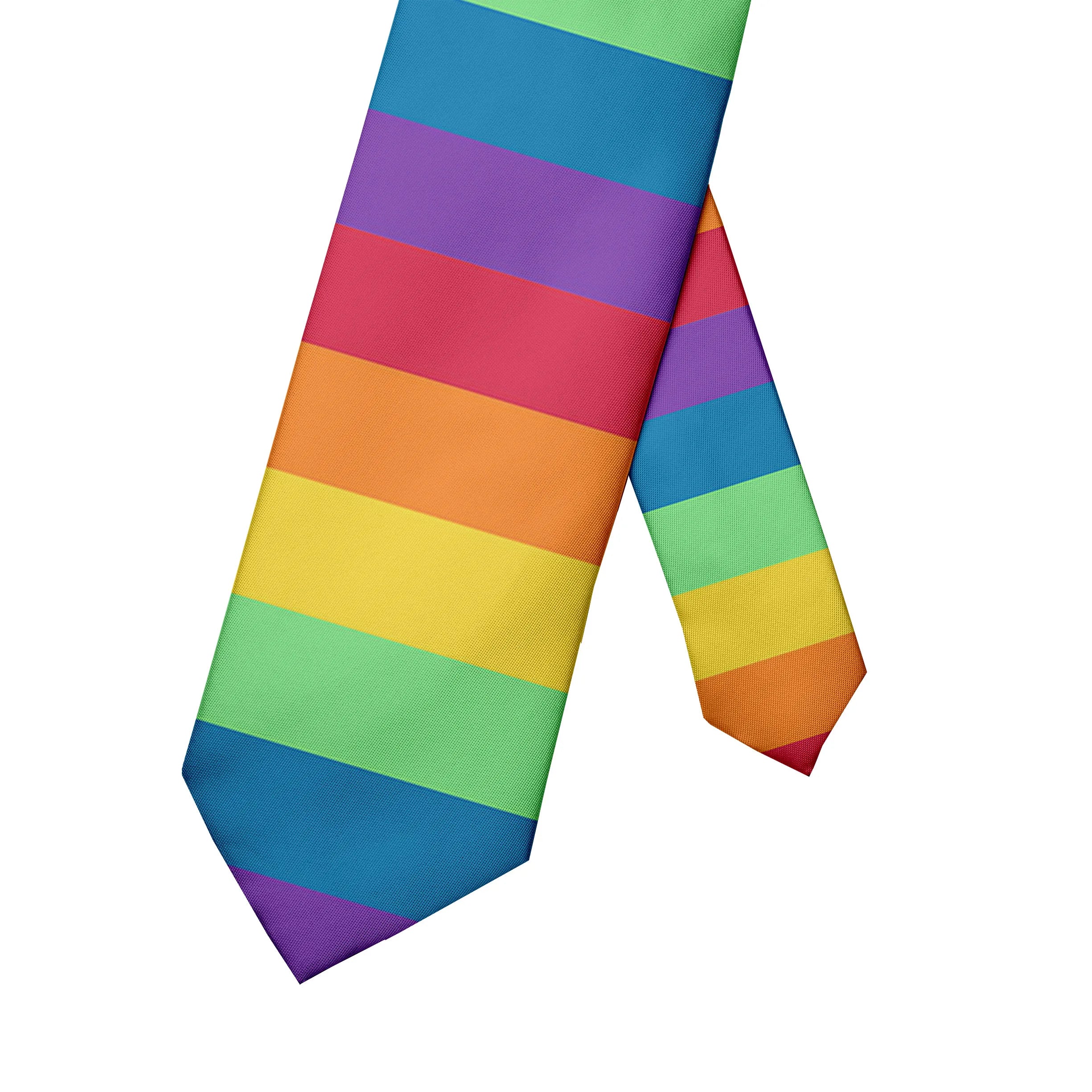 Personality Colorful Rainbow Striped Tie Fashion Business Fun Men's Qme