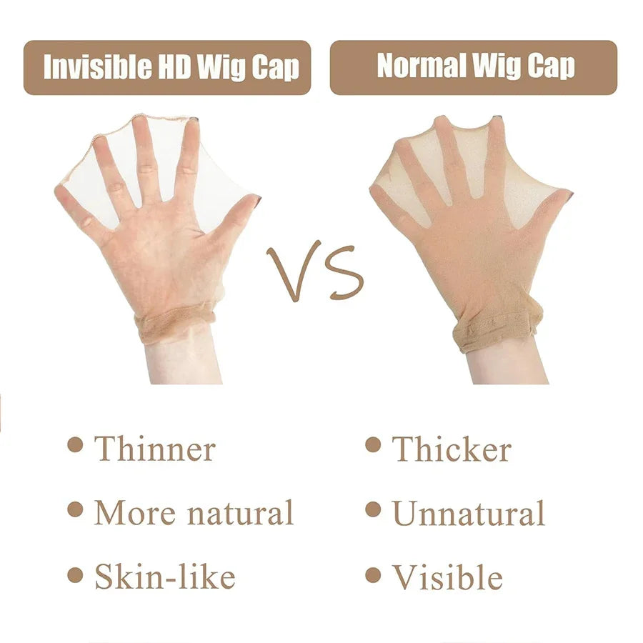 Wholesale HD Wig Caps High Quality Transparent HD Hair Nets Weave Nylon Stretchy Lace Front Wig Cap for Women Men Light Brown Qme